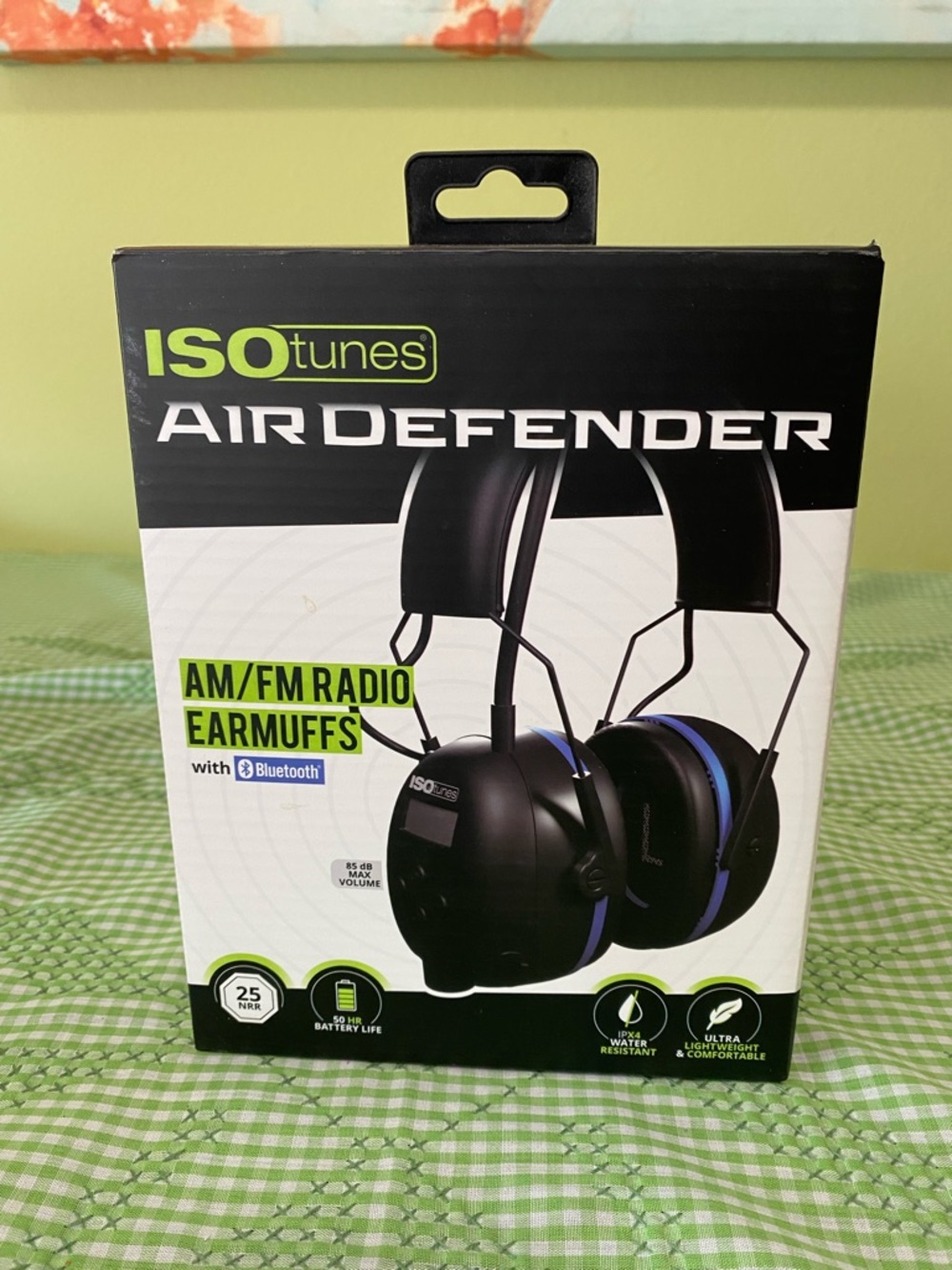 ISOtunes AirDefender AM/FM Earmuffs - Black with Blue Accents with Bluetooth (BB
